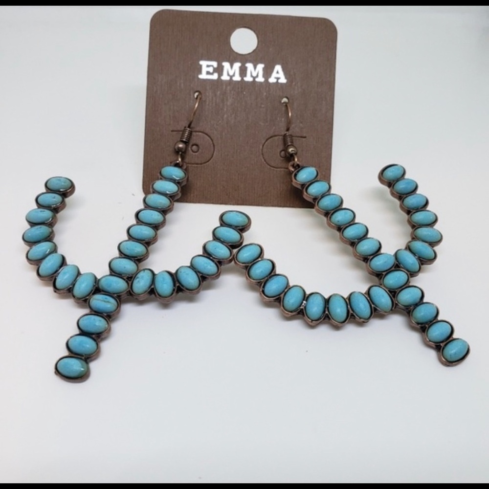 Faux Turquoise Cactus Boho Dangle Earrings